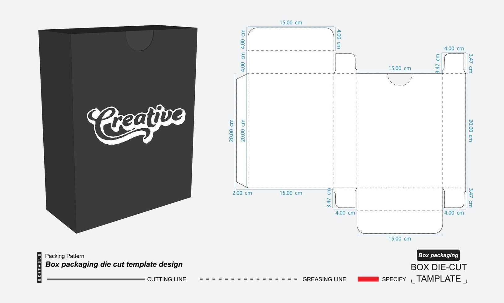 package box die cut with 3d mock up vector