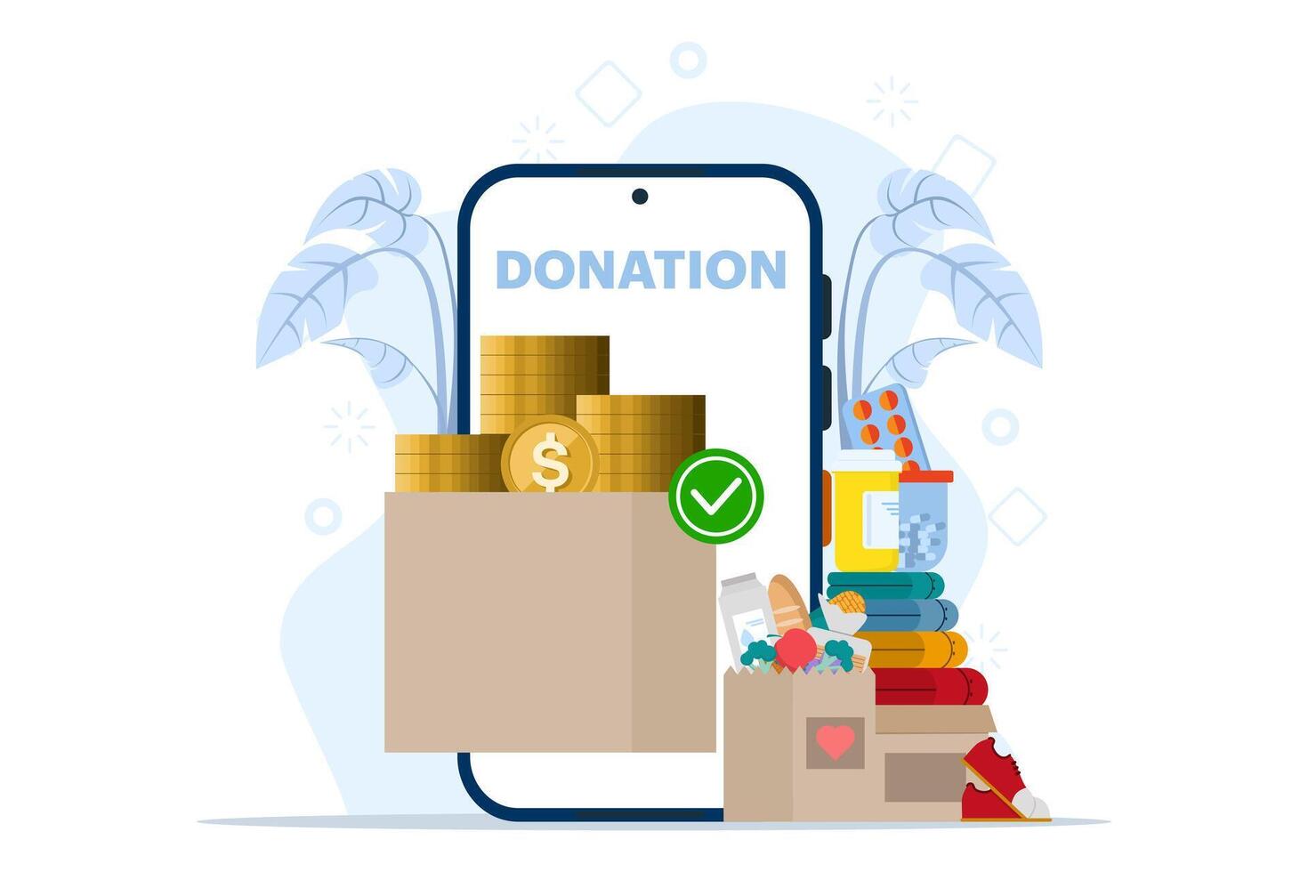 Donation, philanthropy, crowdfunding concept. Collection of fundraising abstract illustrations. Crowdsourcing, raising money on the internet, financial support and charity project metaphor. vector