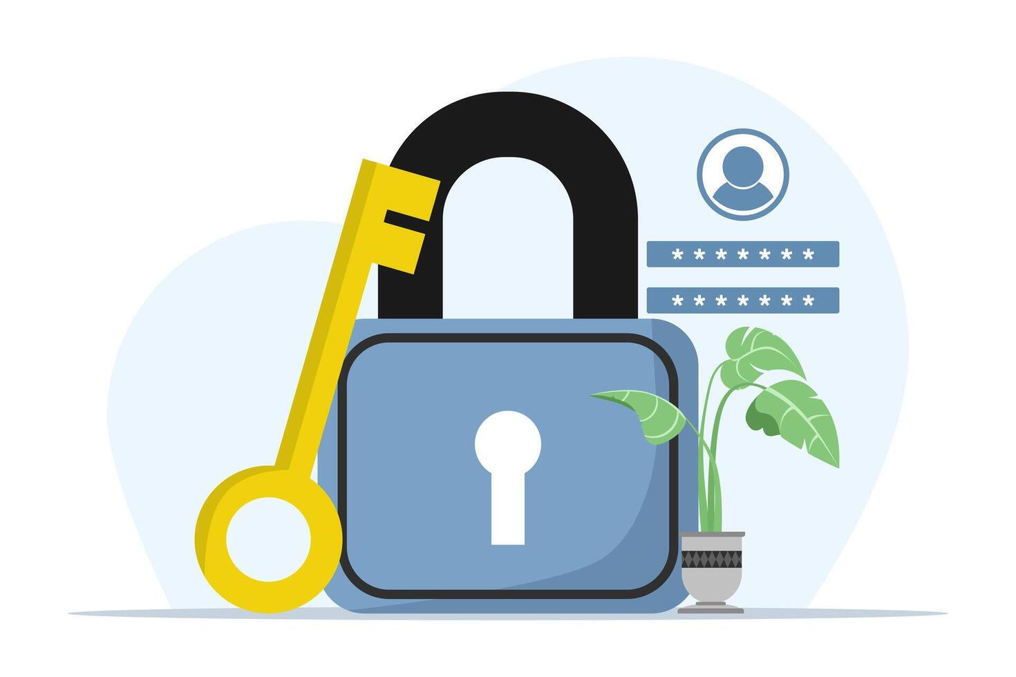 concept of personal data security, online cyber data security, data management and data protection from hacker attacks and padlock icon, internet technology network. flat illustration. vector