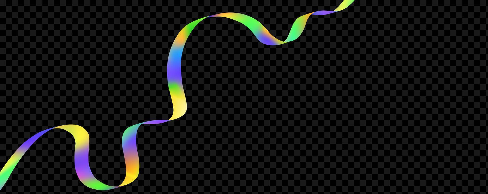 Abstract holographic wave.Flow iridescent fluid.Dynamic spectrum ribbon. vector