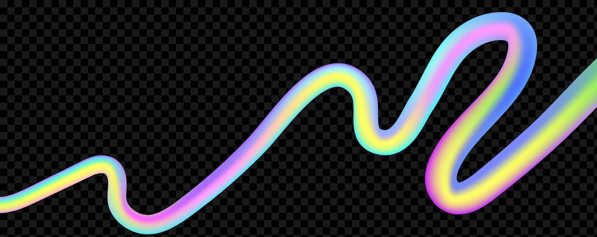 Abstract holographic wave.Flow iridescent fluid.Dynamic spectrum ribbon. vector