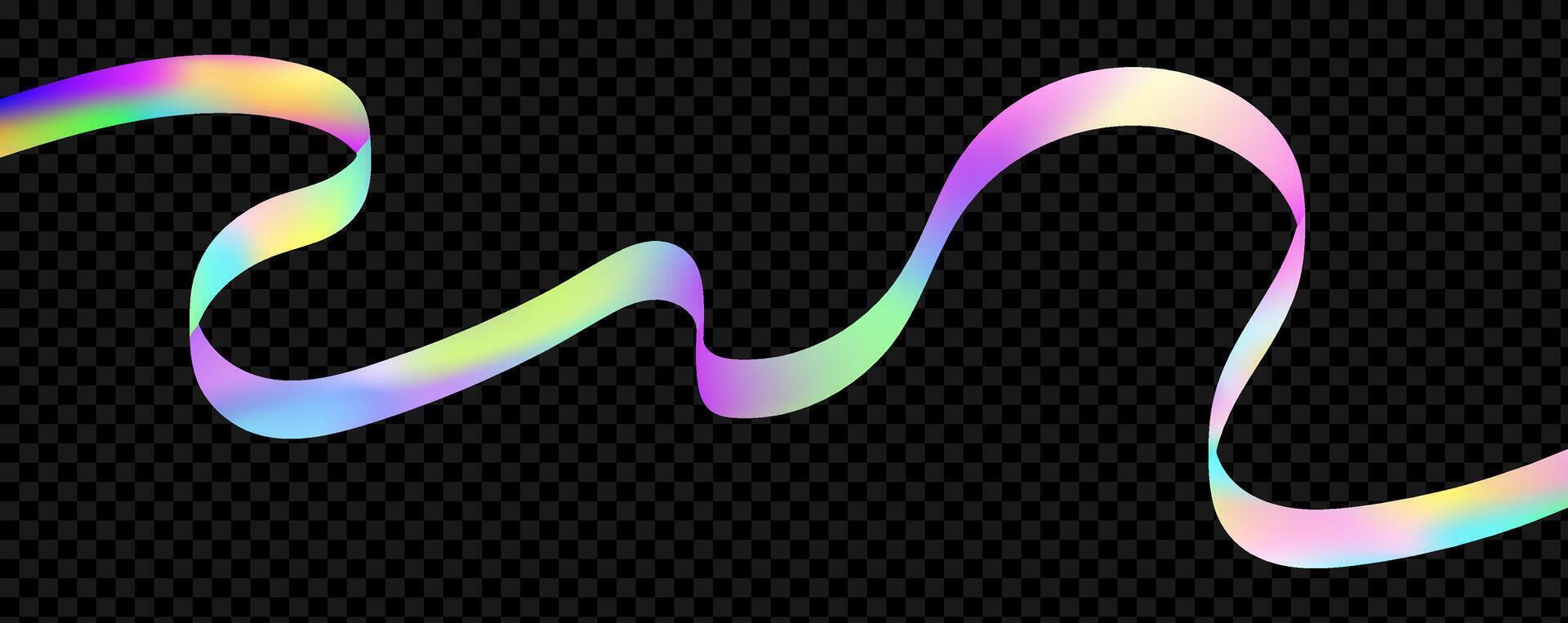 Abstract holographic wave.Flow iridescent fluid.Dynamic spectrum ribbon. vector