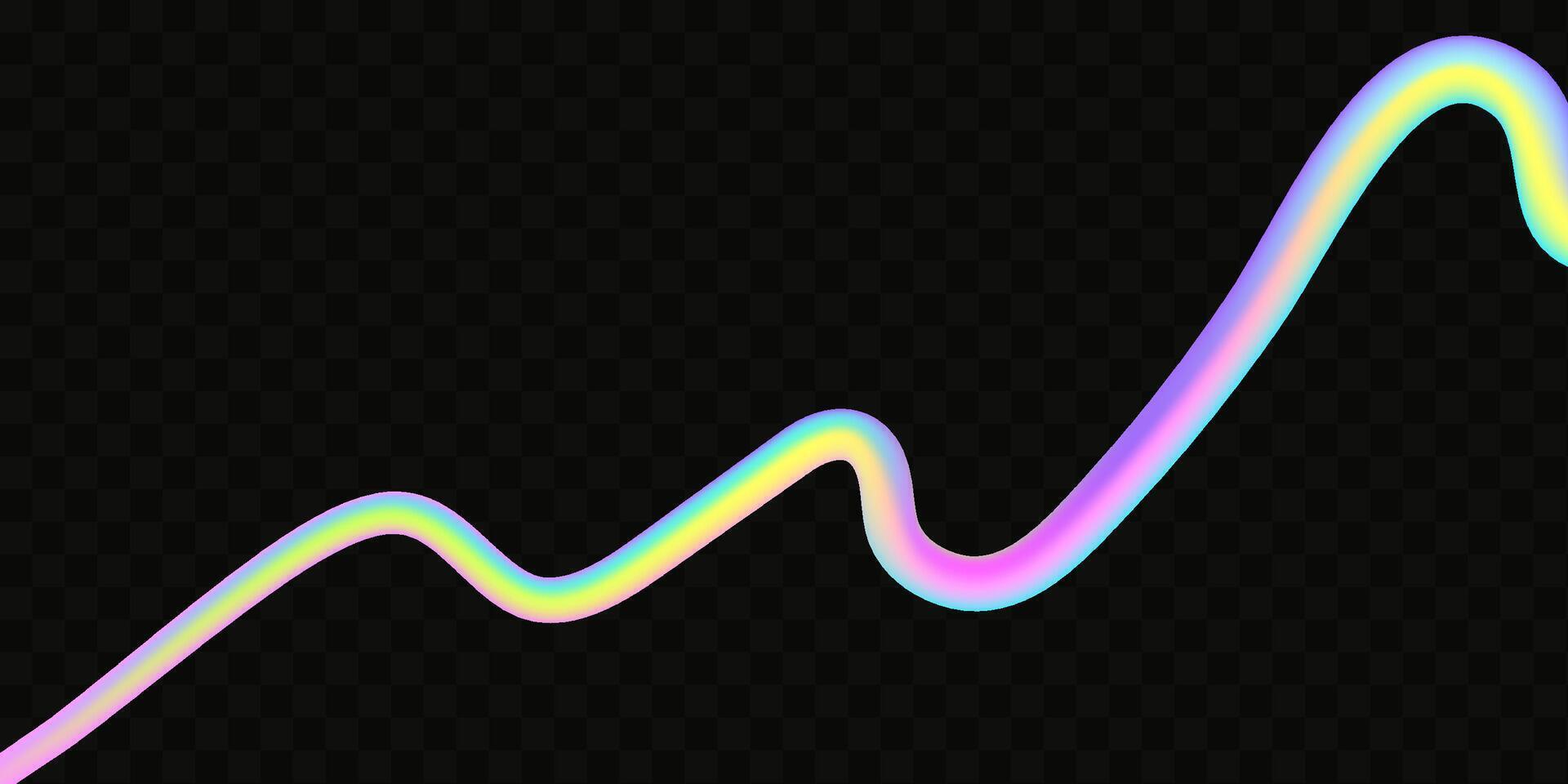 Abstract holographic wave.Flow iridescent fluid.Dynamic spectrum ribbon. vector