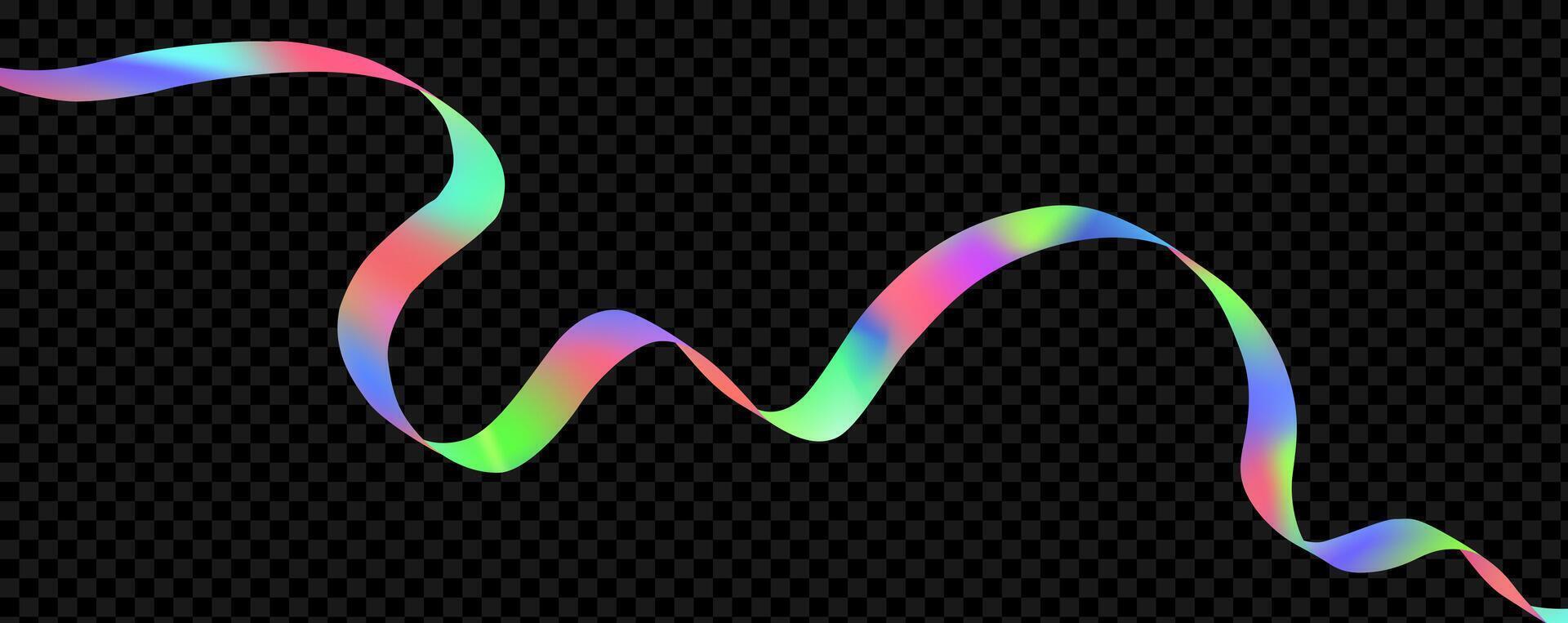 Abstract holographic wave.Flow iridescent fluid.Dynamic spectrum ribbon. vector