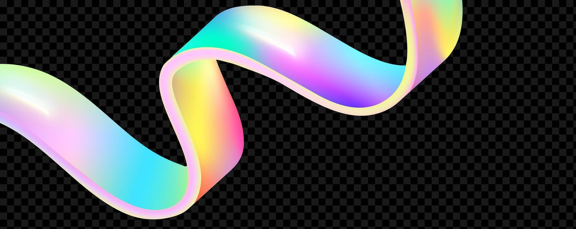 Abstract holographic wave.Flow iridescent fluid.Dynamic spectrum ribbon. vector