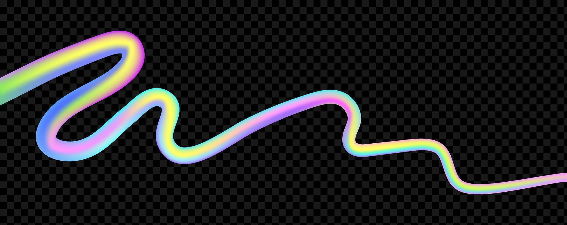 Abstract holographic wave.Flow iridescent fluid.Dynamic spectrum ribbon. vector