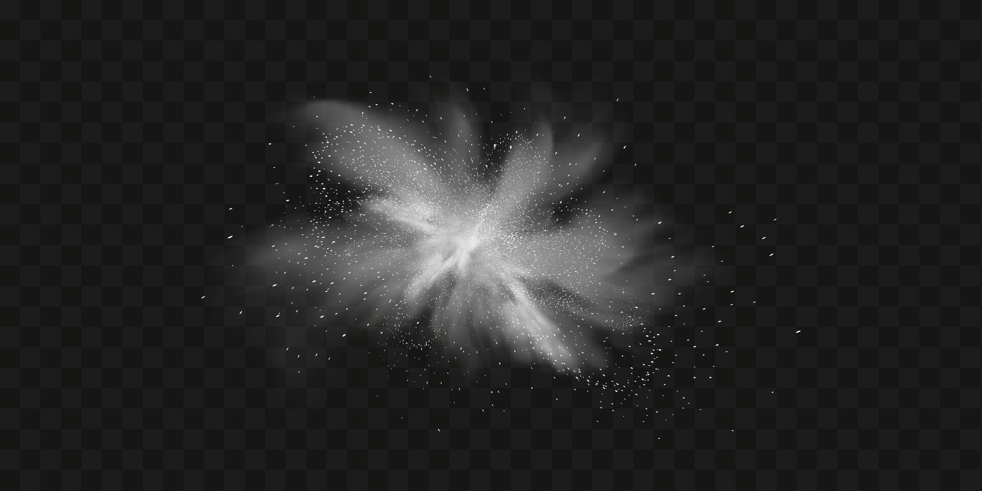 A realistic set of white clouds of flour, sugar, washing powder. An explosion of snow dust in the air. A splash of ice crystals in a white blizzard cloud. vector