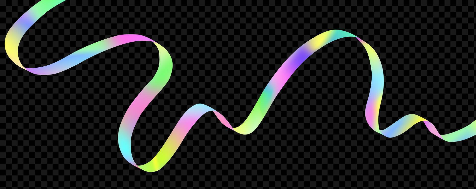 Abstract holographic wave.Flow iridescent fluid.Dynamic spectrum ribbon. vector