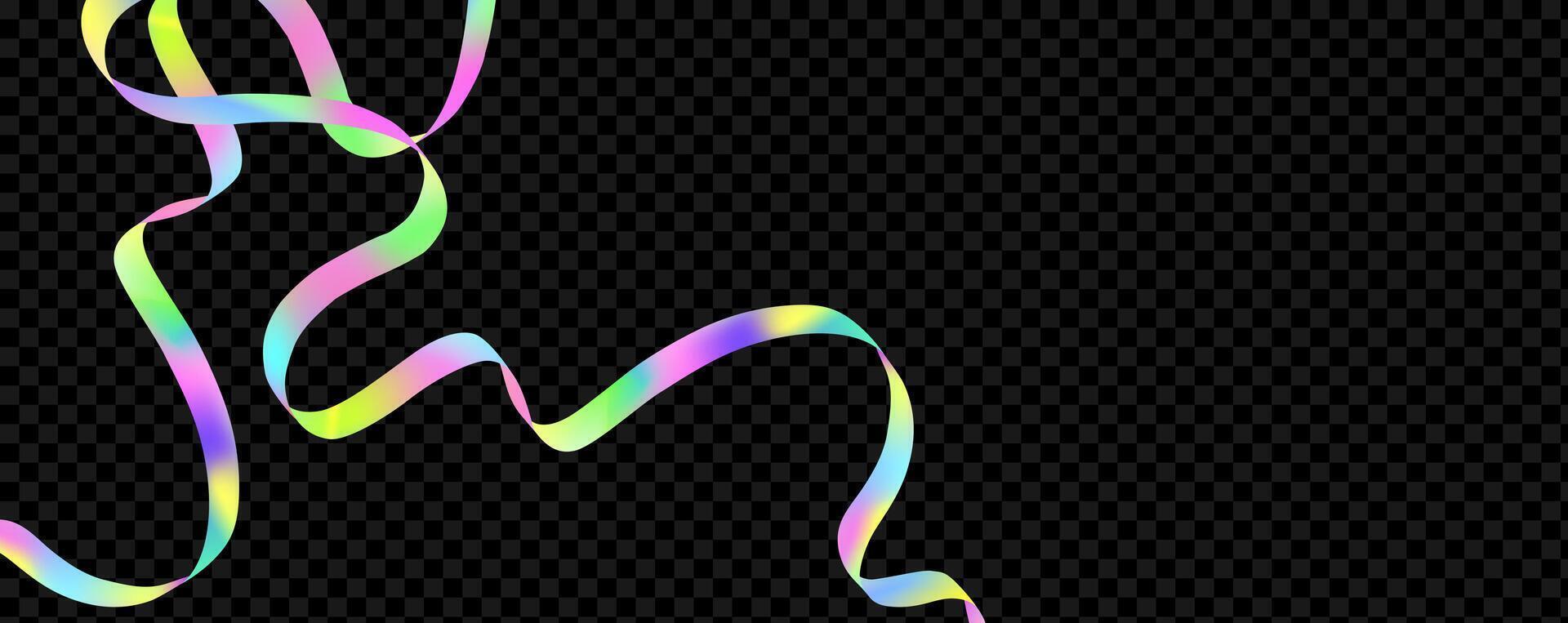 Abstract holographic wave.Flow iridescent fluid.Dynamic spectrum ribbon. vector