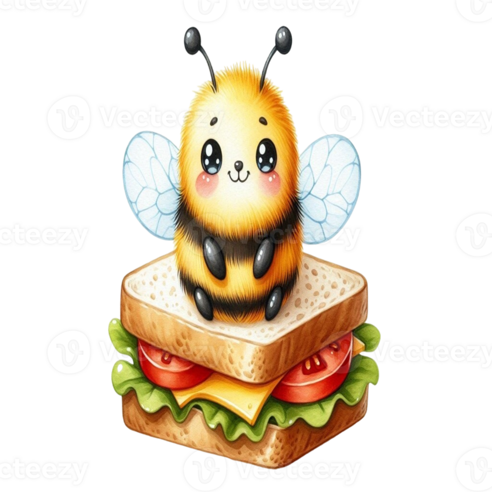 aigenerated bee on sandwich png