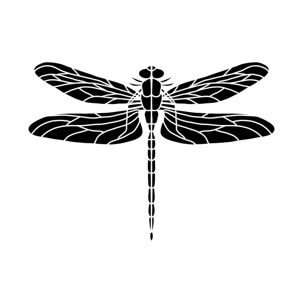 libélula negro y blanco ilustración aislado en blanco antecedentes. negro y blanco realista mano dibujo de libélula insecto en blanco antecedentes vector