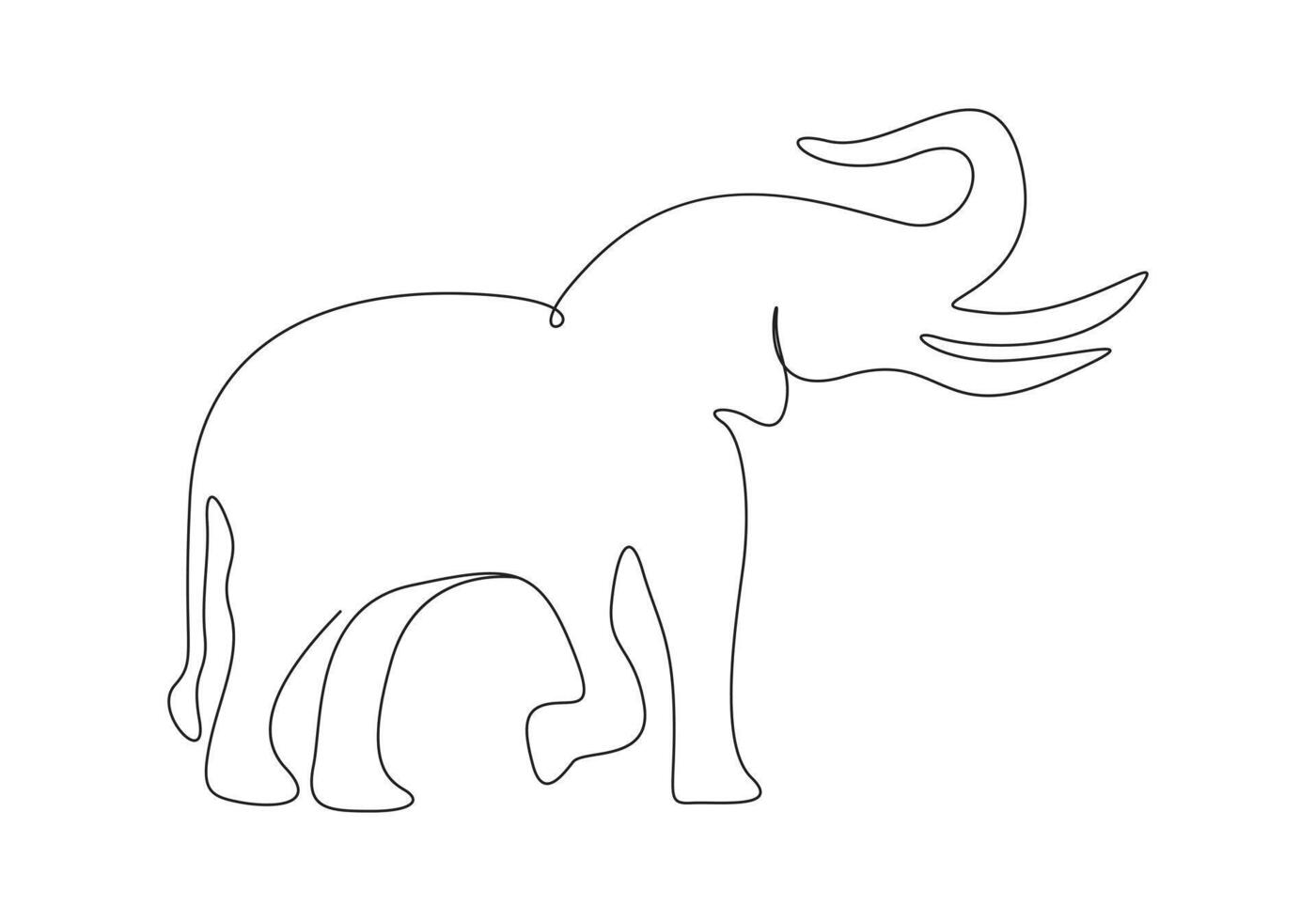 Elephant continuous single line drawing pro illustration vector