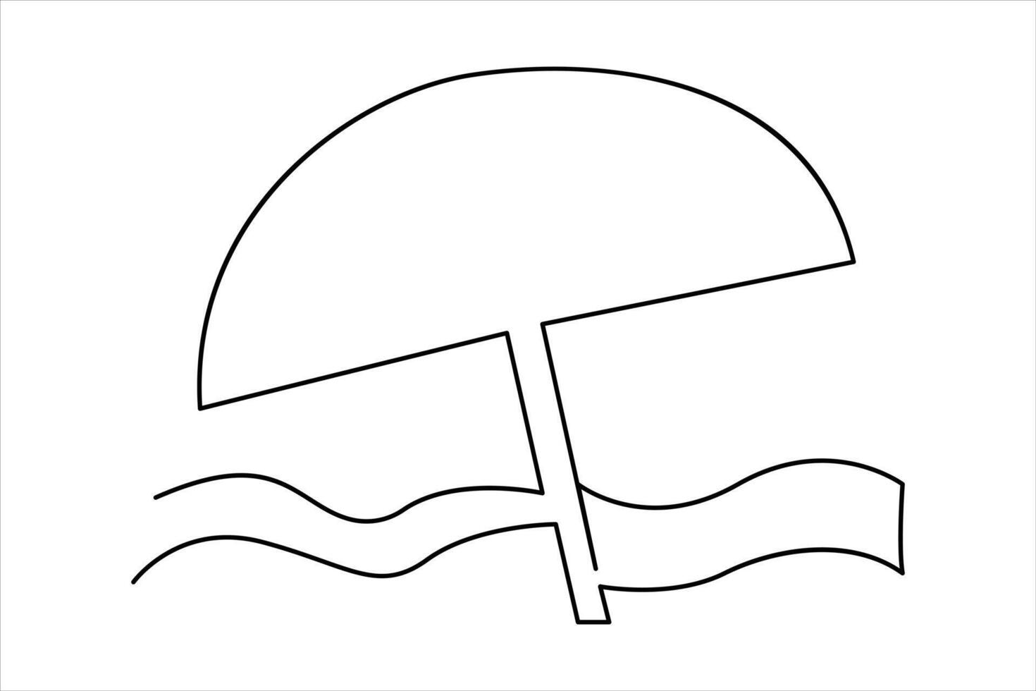 Continuous one line drawing of beach umbrella palm tree for summer holiday line art illustration vector
