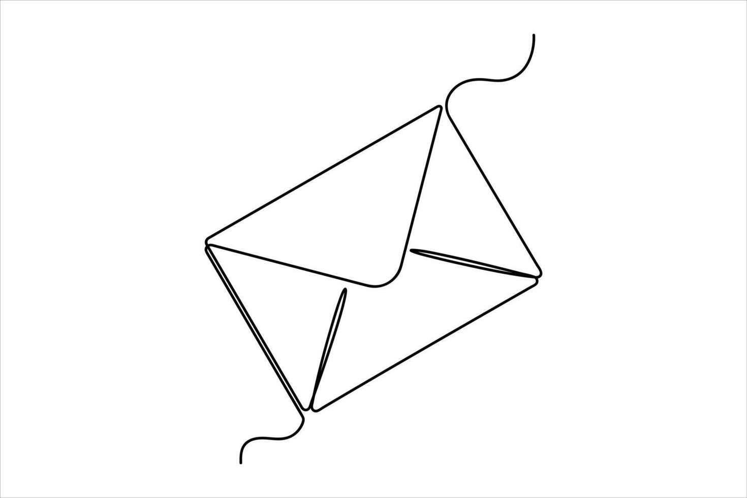 Continuous one line email outline hand drawn symbol art illustration vector