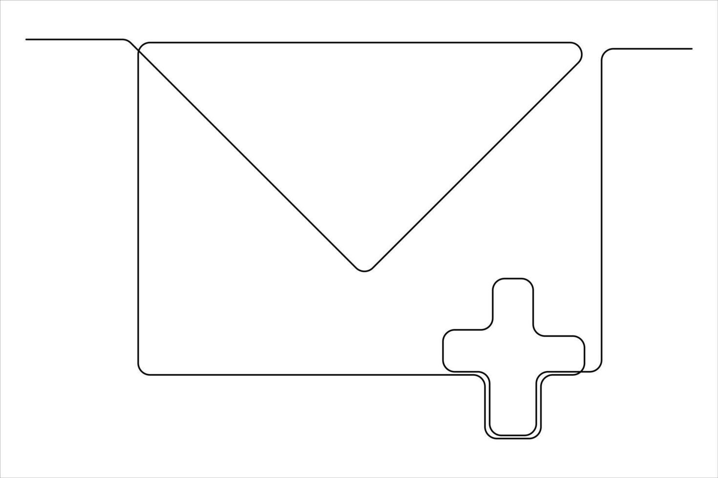 Continuous one line email outline hand drawn symbol art illustration vector