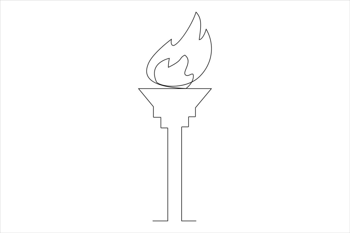 Continuous one line drawing fire art illustration of white background vector