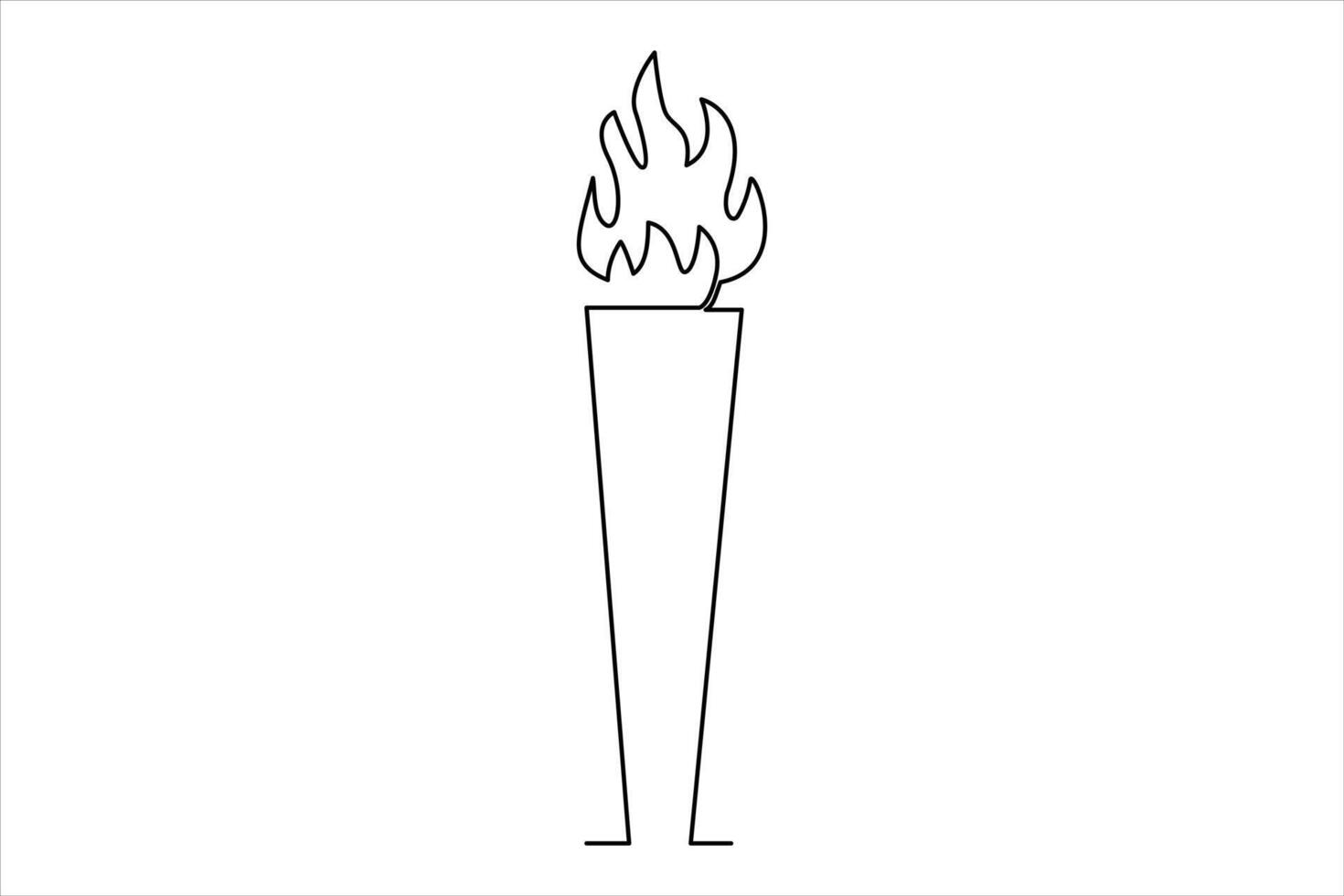 Continuous one line drawing fire art illustration of white background vector