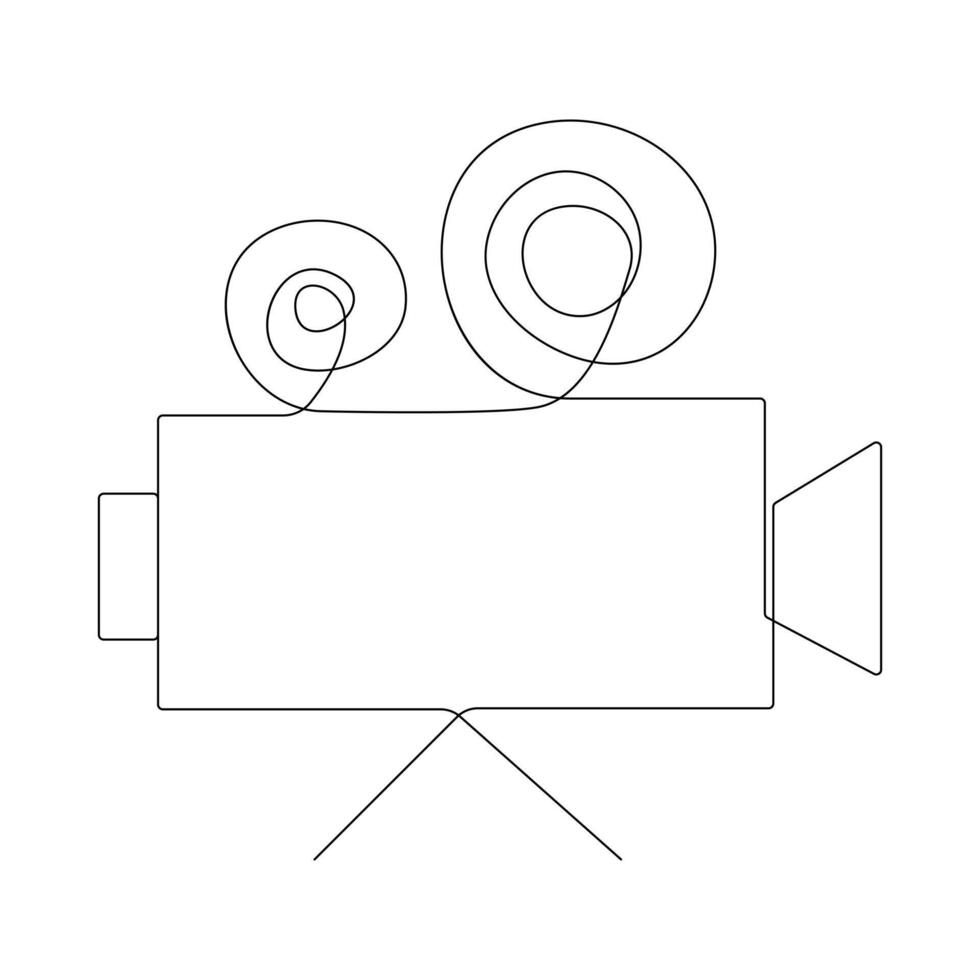 Continuous one line drawing hd photo camera outline line art illustration vector