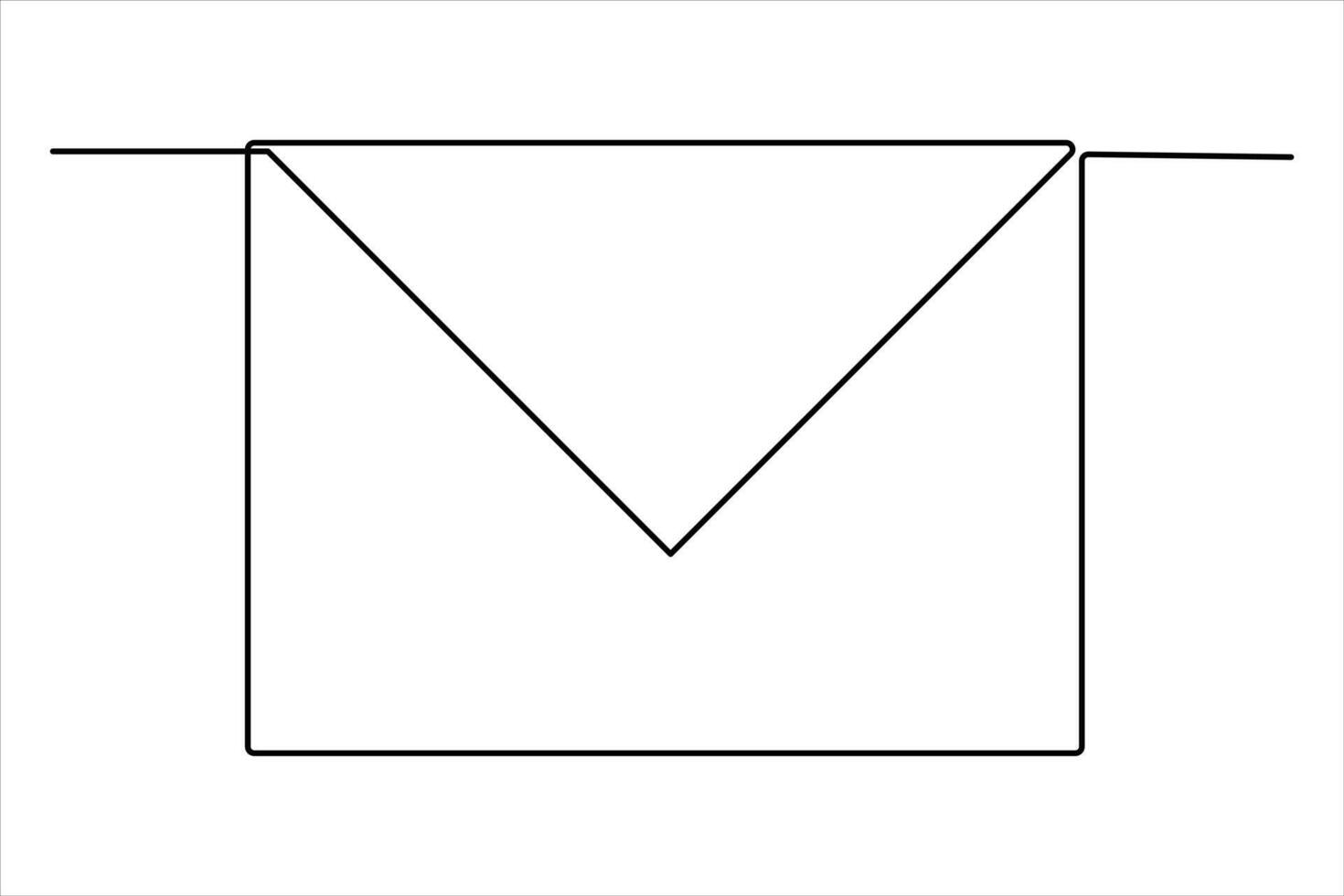 Continuous one line email outline hand drawn symbol art illustration vector