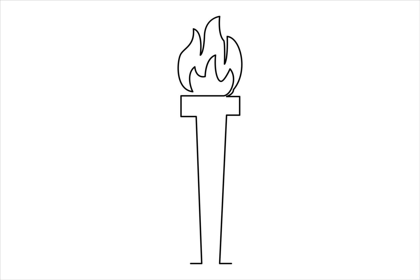 Continuous one line drawing fire art illustration of white background vector