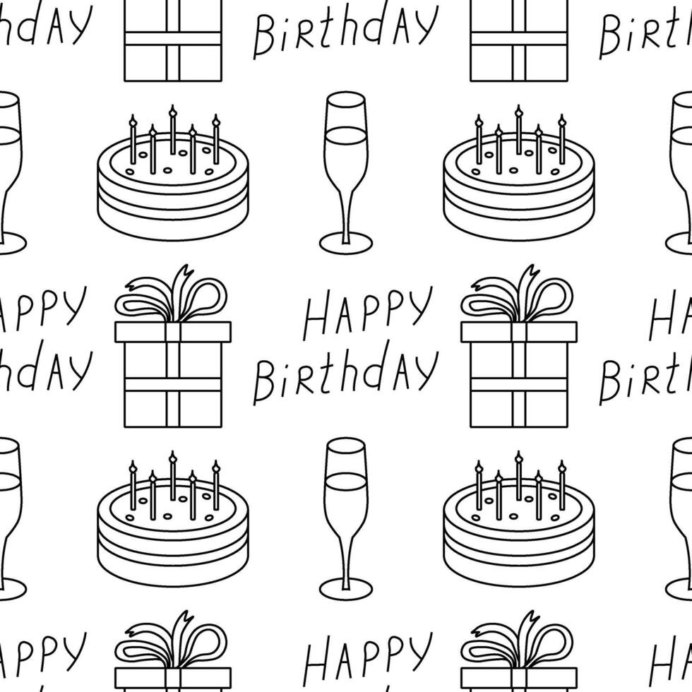 Happy birthday pattern. Seamless birthday background vector