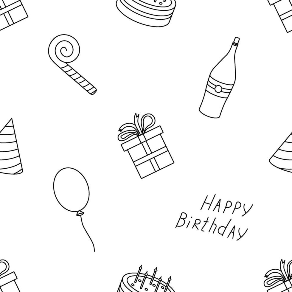 Happy birthday pattern. Seamless birthday background vector