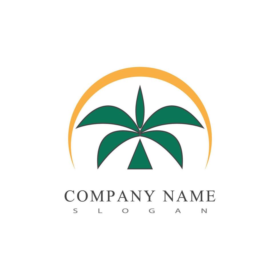 Palm tree summer logo template illustration vector