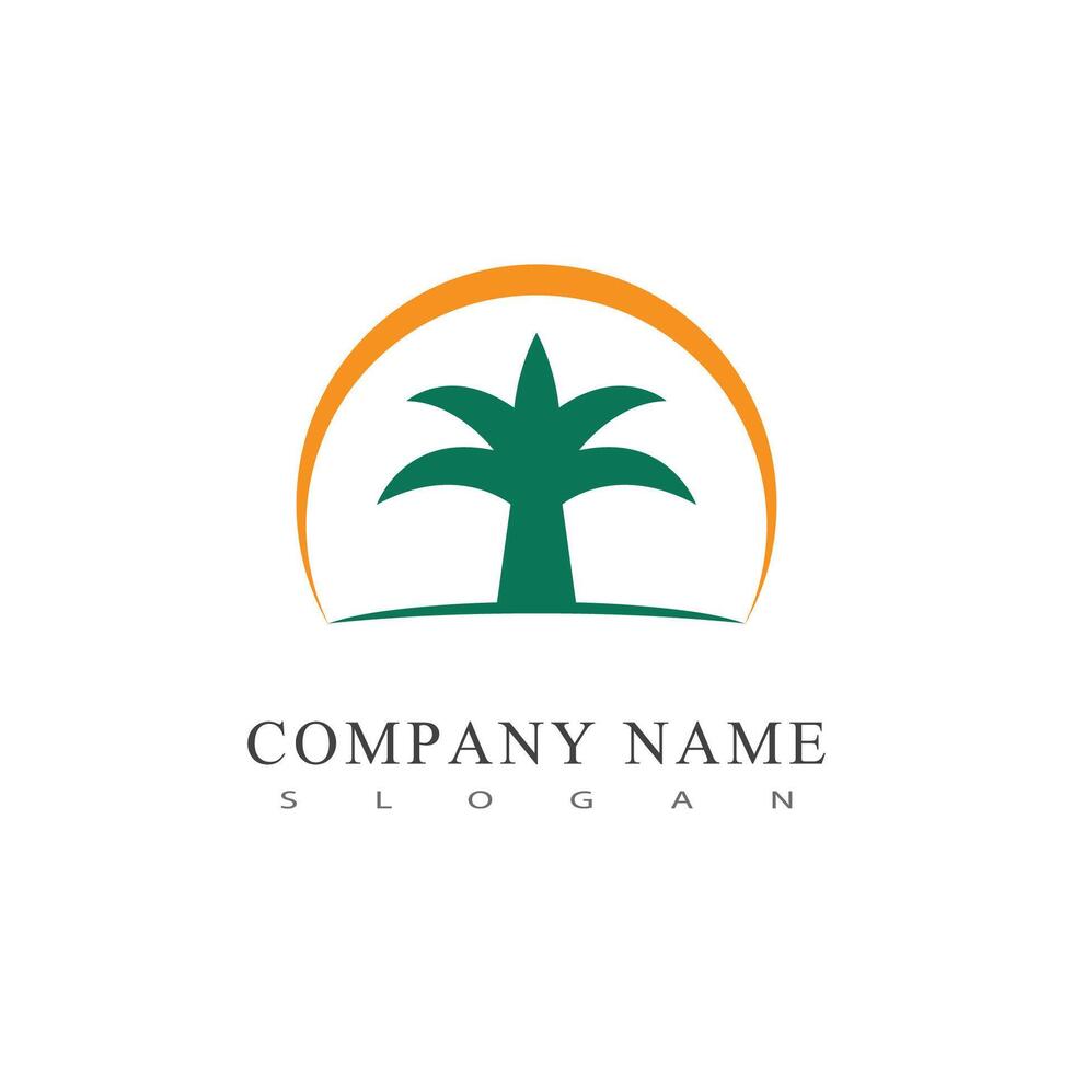 Palm tree summer logo template illustration vector