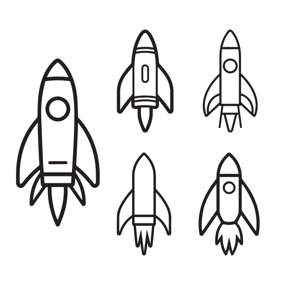 Rocket icon set. Black Rocket icon set on white background. illustration vector