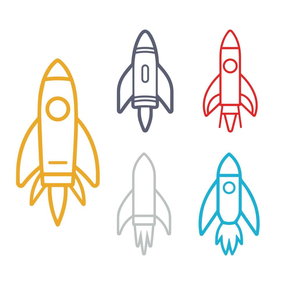 Set of Rocket icons. illustration in flat style vector