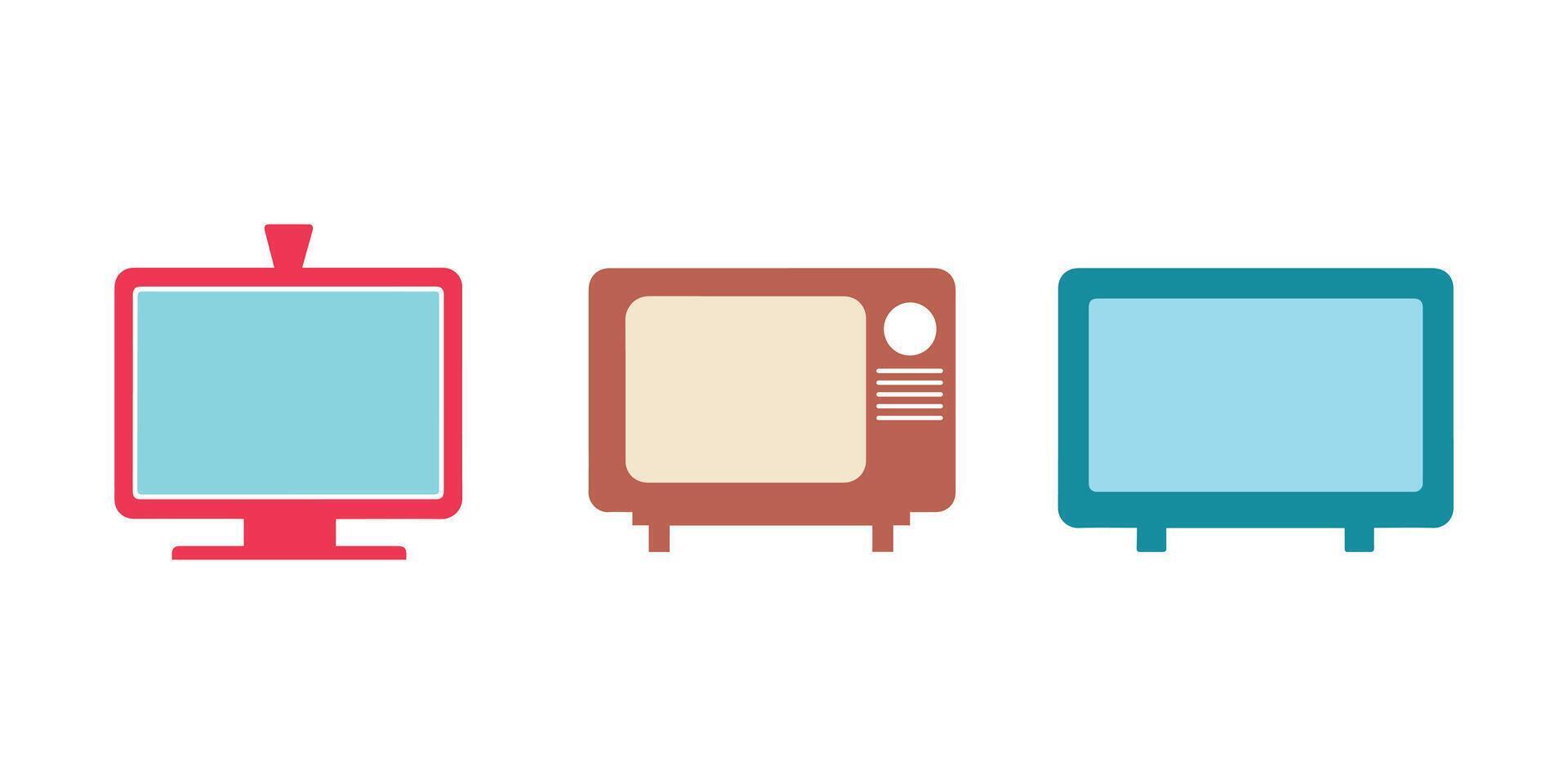 Set of Tv icons. illustration in flat style vector