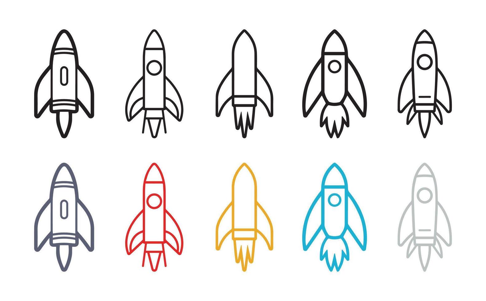 Set of Rocket icons. illustration in flat style vector