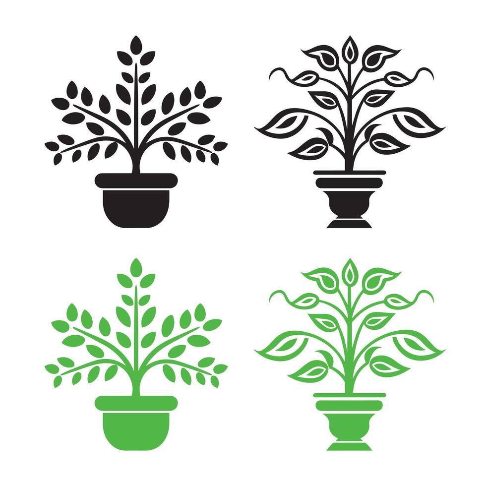Set of Plant icons. illustration in flat style vector