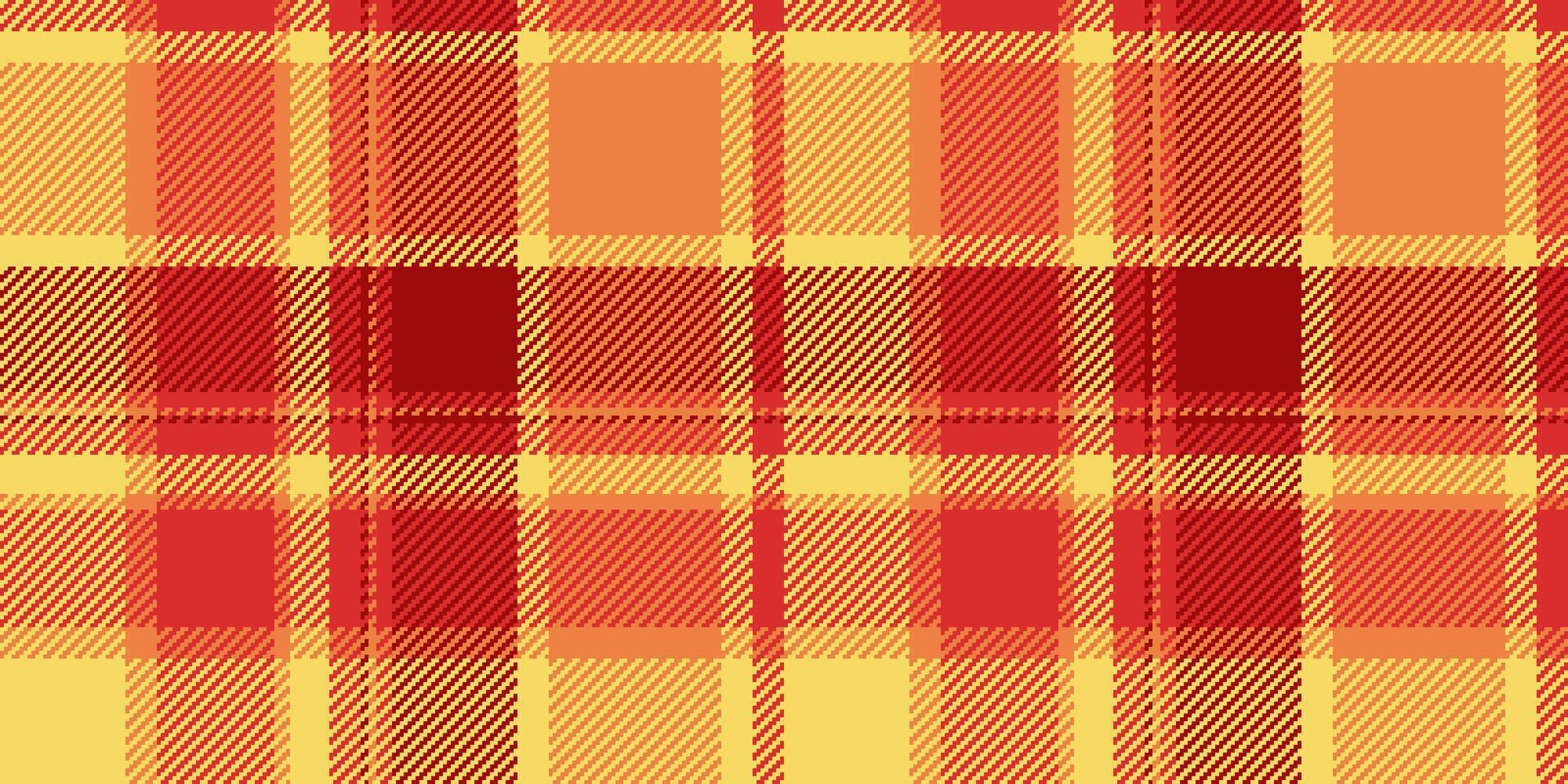 Simple fabric seamless textile, rough plaid pattern . Symmetry texture tartan background check in red and yellow colors. vector