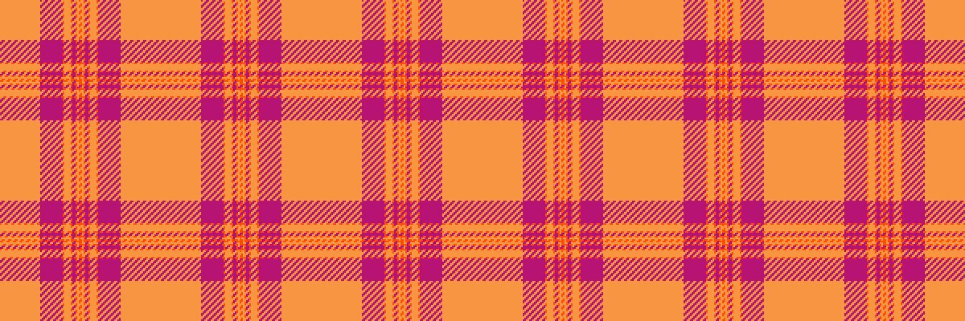 Structure texture check, stage textile pattern plaid. Geometry background seamless tartan fabric in orange and pink colors. vector
