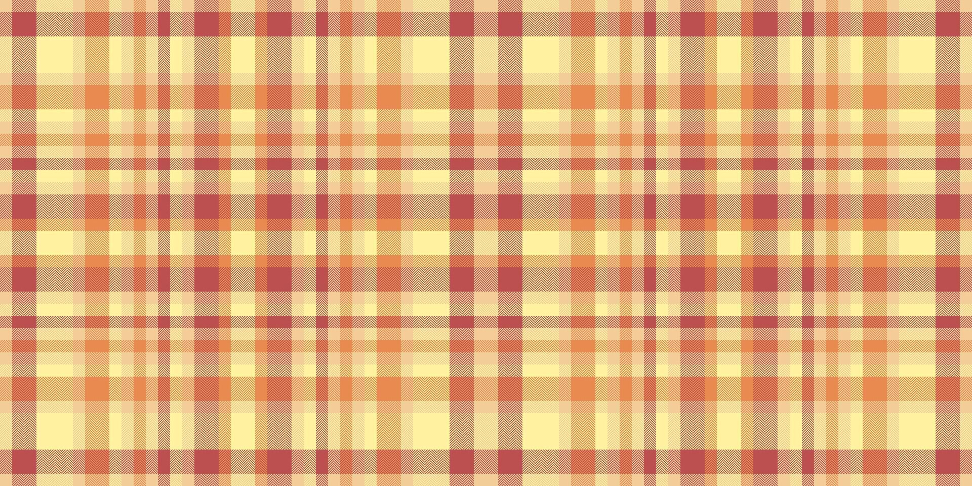 Give tartan textile background, tie texture seamless pattern. Many check plaid fabric in yellow and amber colors. vector