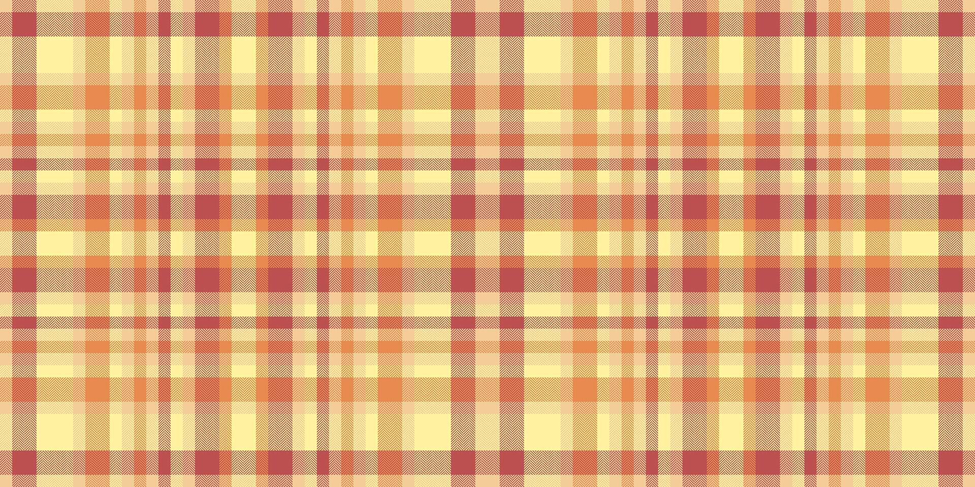 Give tartan textile background, tie texture seamless pattern. Many check plaid fabric in yellow and amber colors. vector