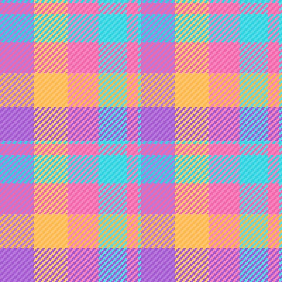 Repeating plaid check textile, new york seamless fabric texture. Salmon background pattern tartan in pink and amber colors. vector
