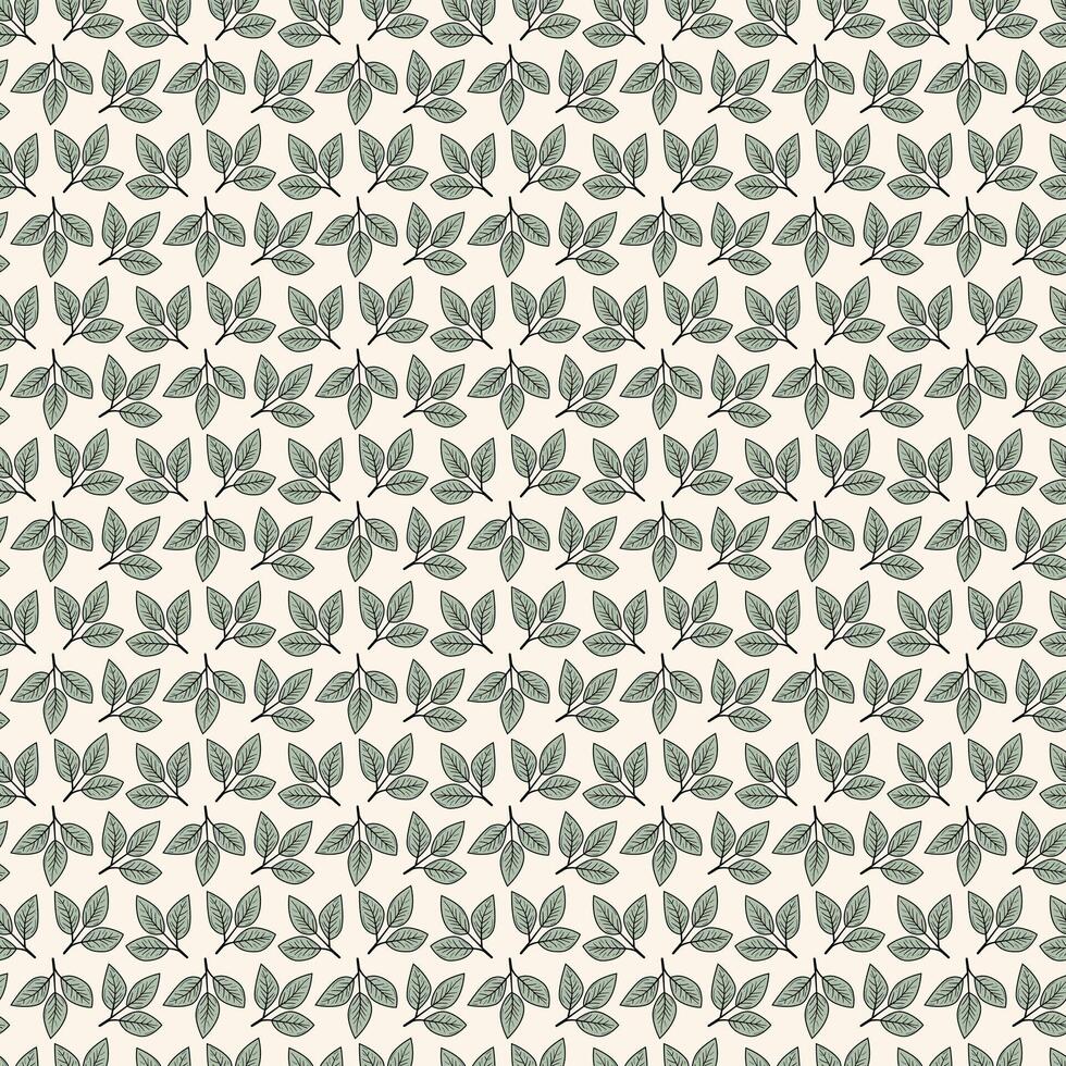 Hand drawn floral pattern design. Simple ornament with plant and leaf. vector