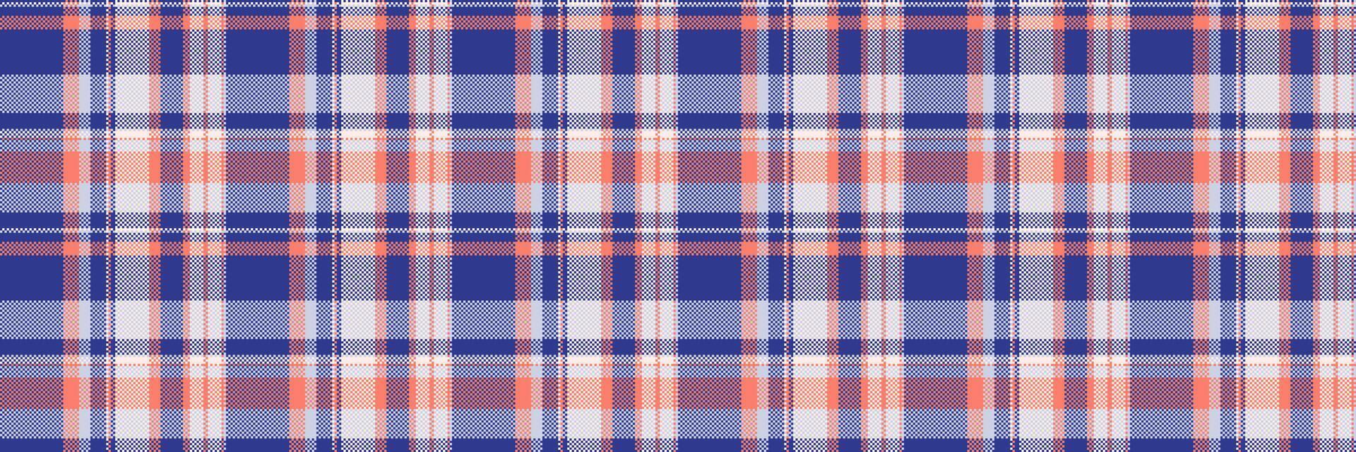 Geometric check texture background, canvas pattern seamless. Lady plaid textile tartan fabric in blue and light colors. vector