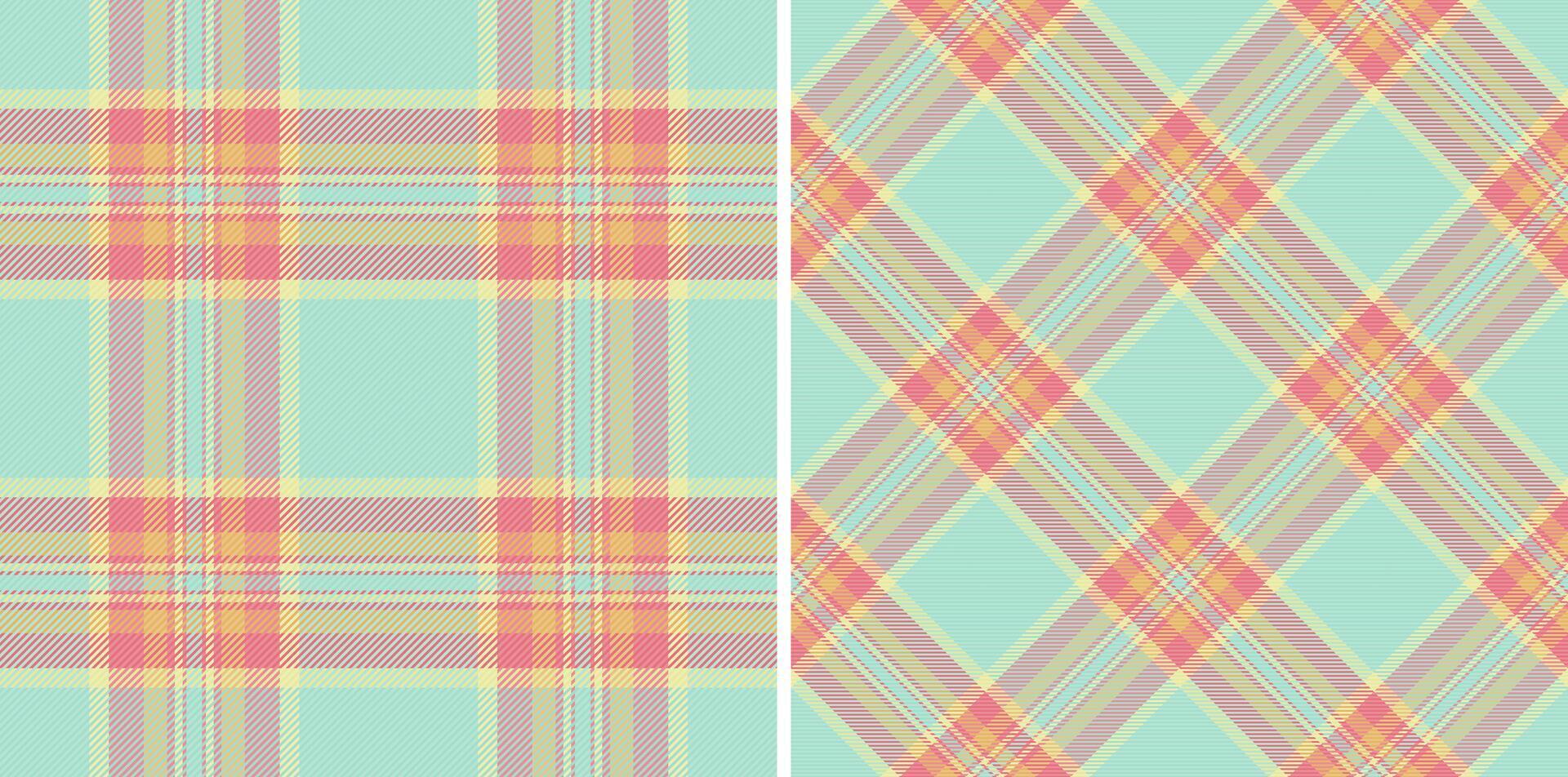 Textile check plaid of pattern fabric with a tartan texture seamless background. Set in rainbow colors. Trousers for women. vector