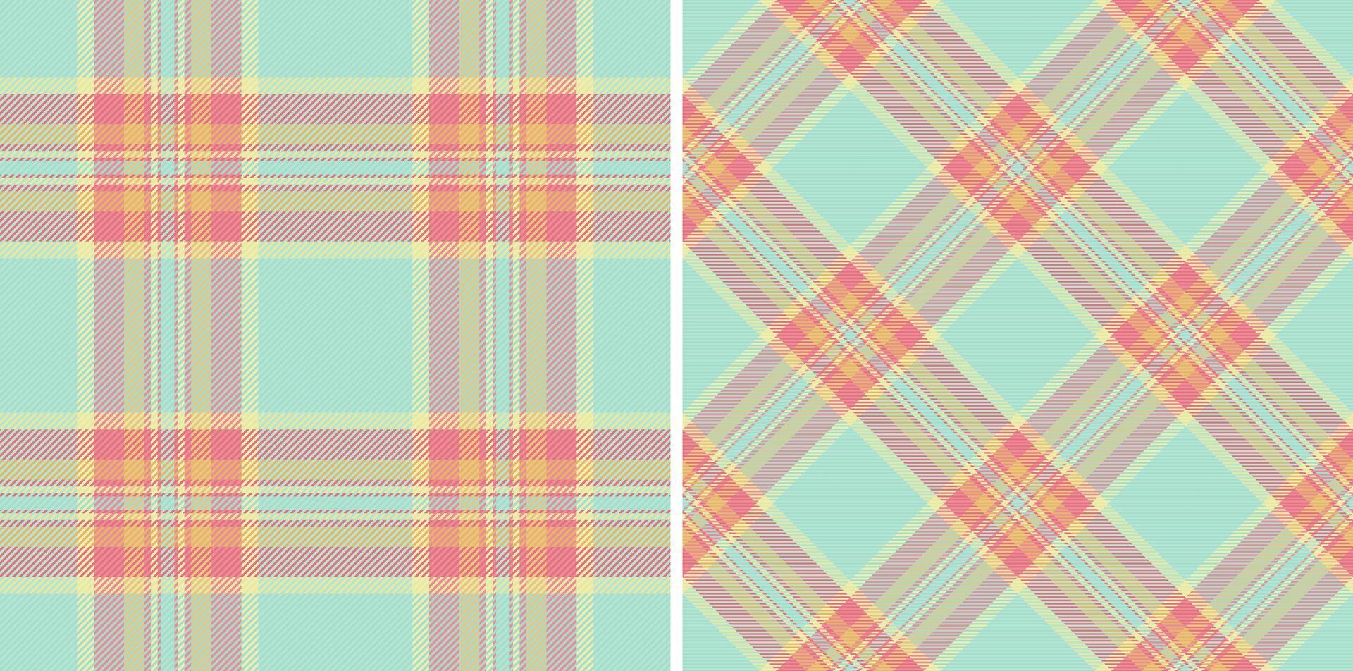 Textile check plaid of pattern fabric with a tartan texture seamless background. Set in rainbow colors. Trousers for women. vector