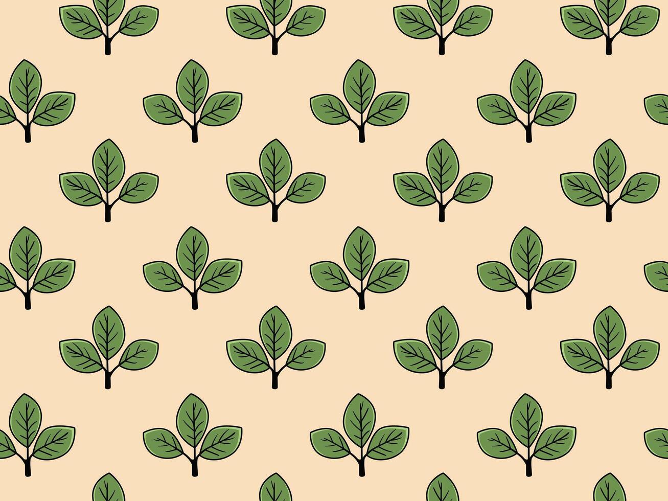 Hand drawn floral pattern design. Simple ornament with plant and leaf. vector
