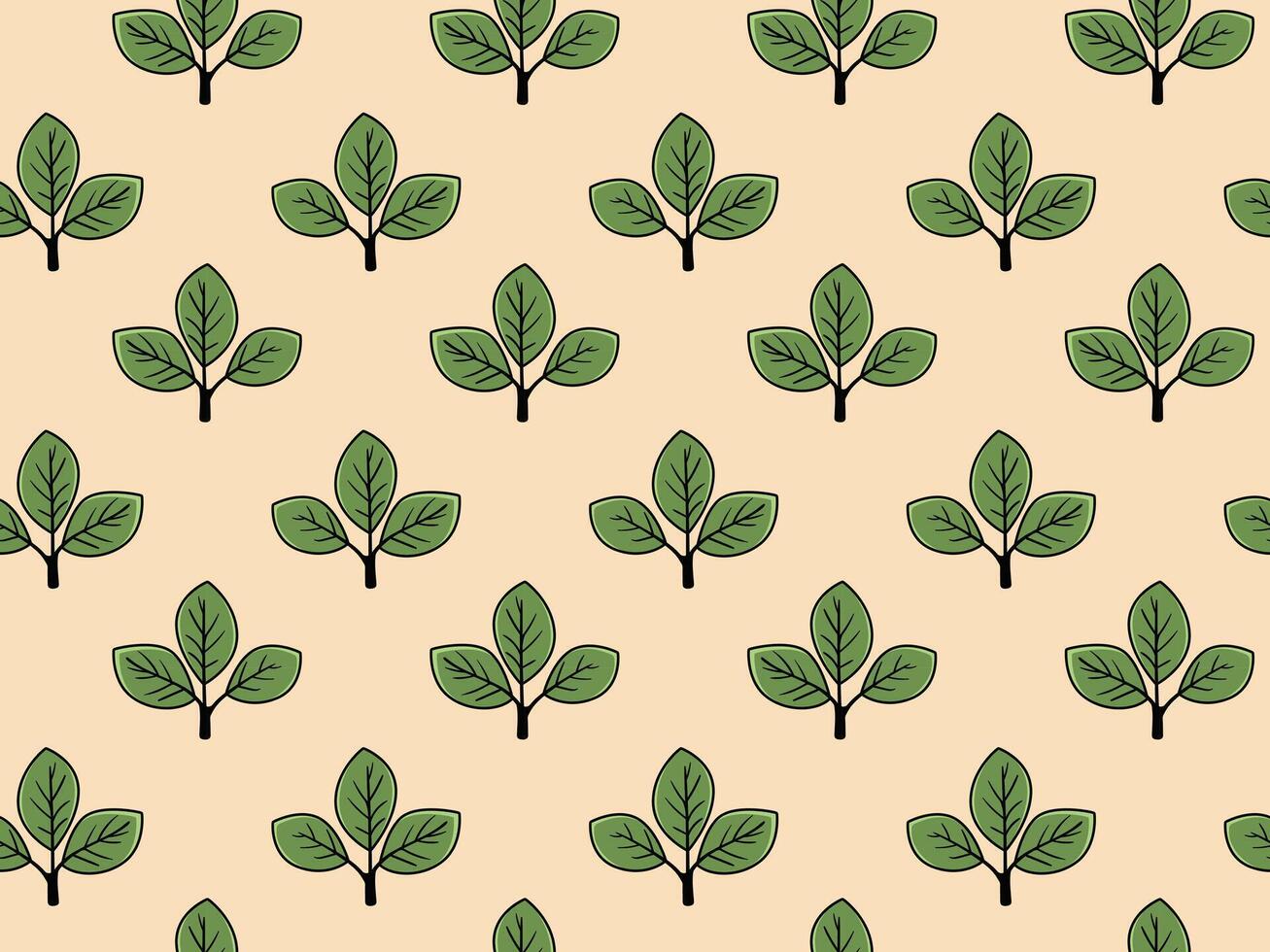 Hand drawn floral pattern design. Simple ornament with plant and leaf. vector