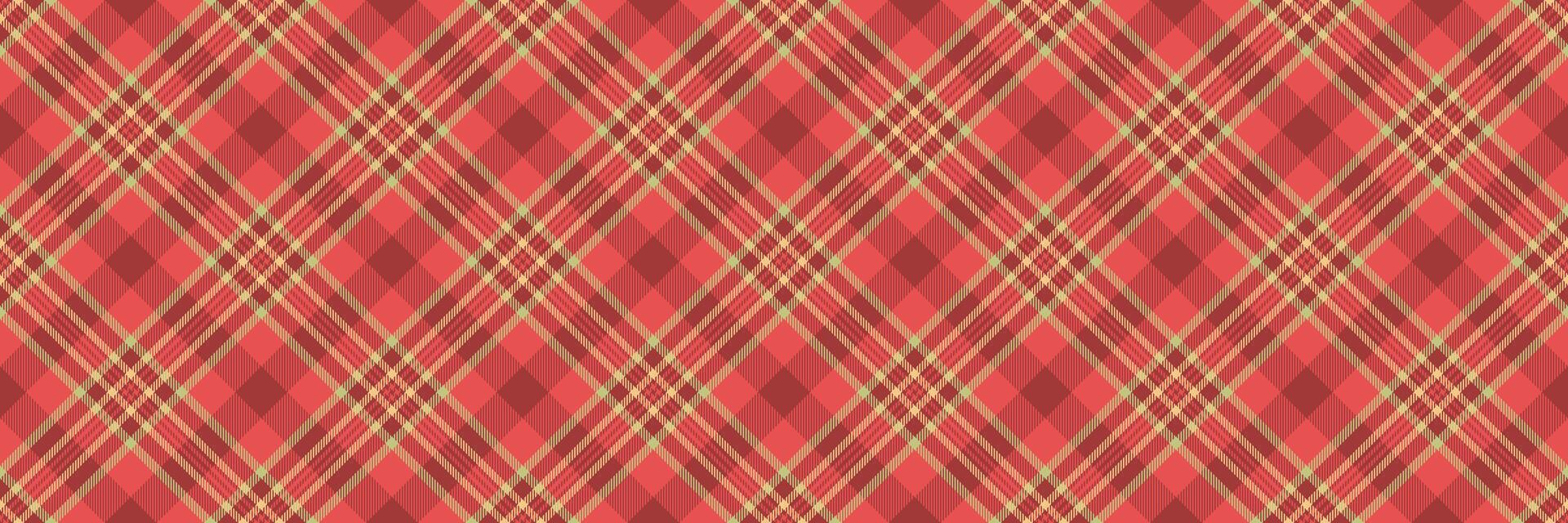 Faded check plaid, endless tartan fabric seamless. Menu pattern textile texture background in red and lime colors. vector