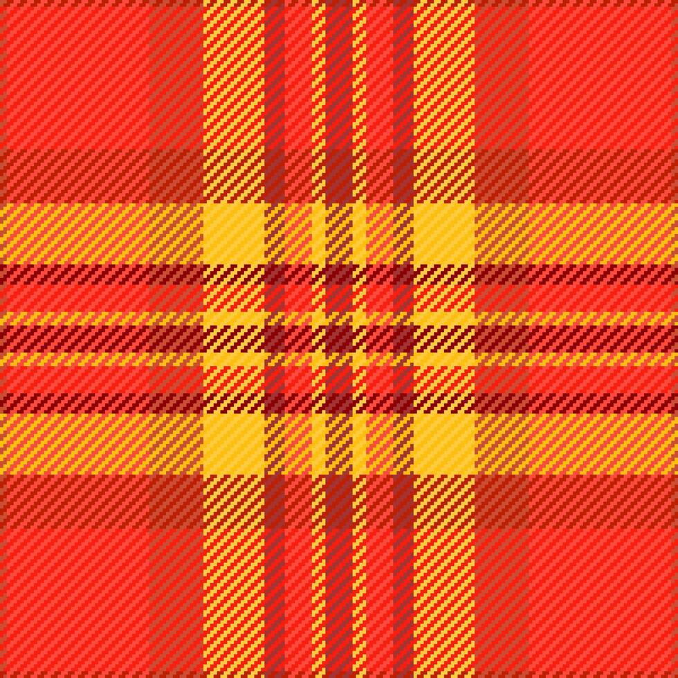 Asymmetric texture seamless tartan, funky check pattern textile. Merry plaid fabric background in red and bright colors. vector