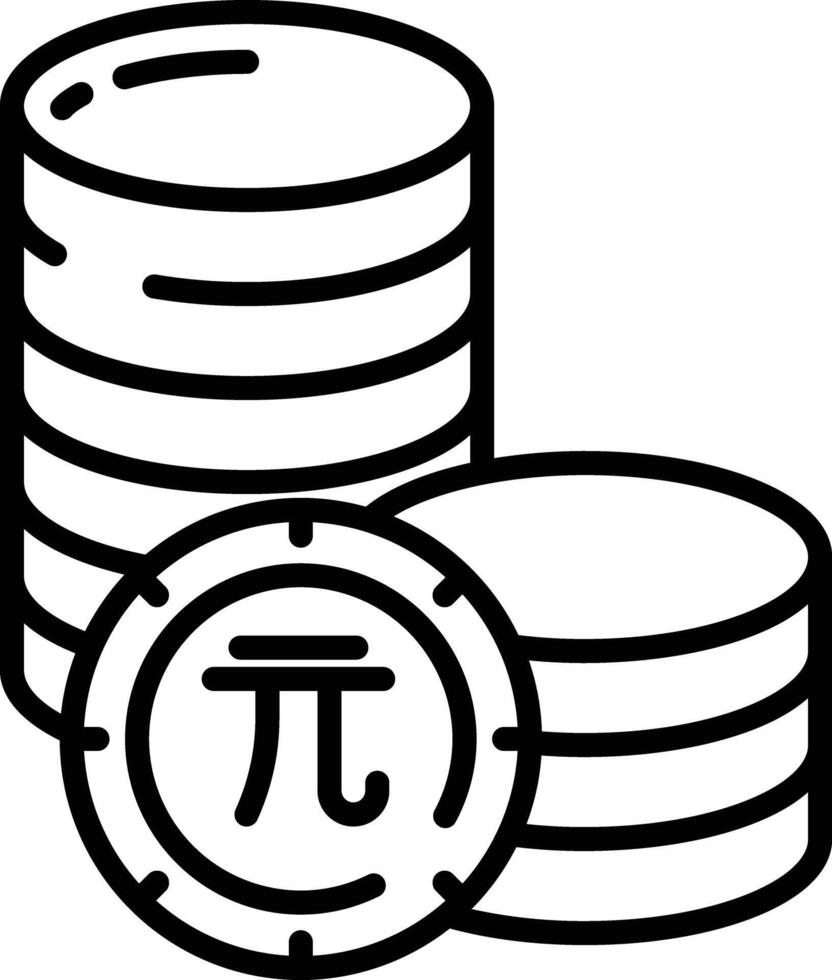 Renminbi coin outline illustration vector