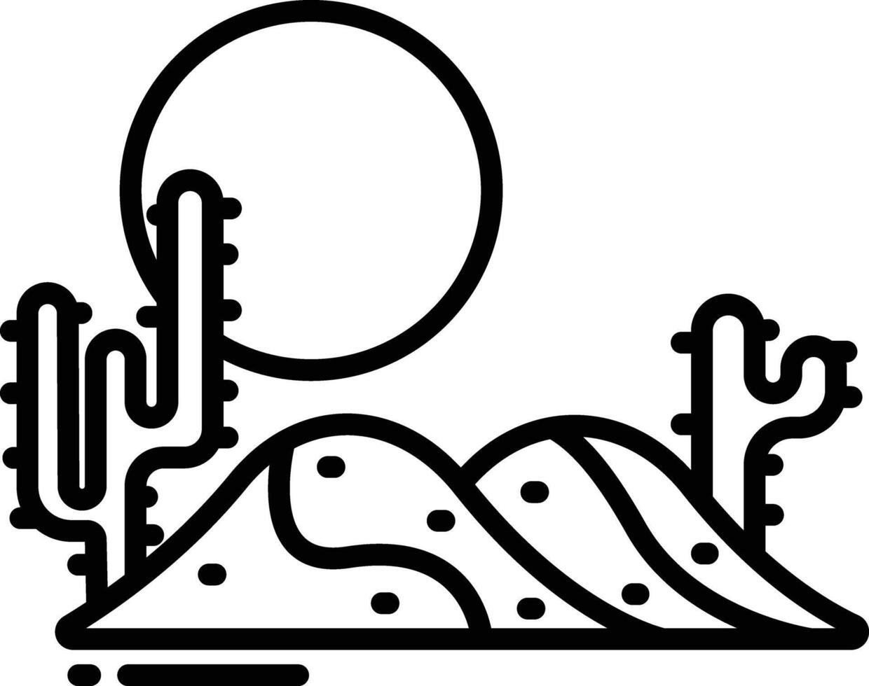 Desert landscape outline illustration vector