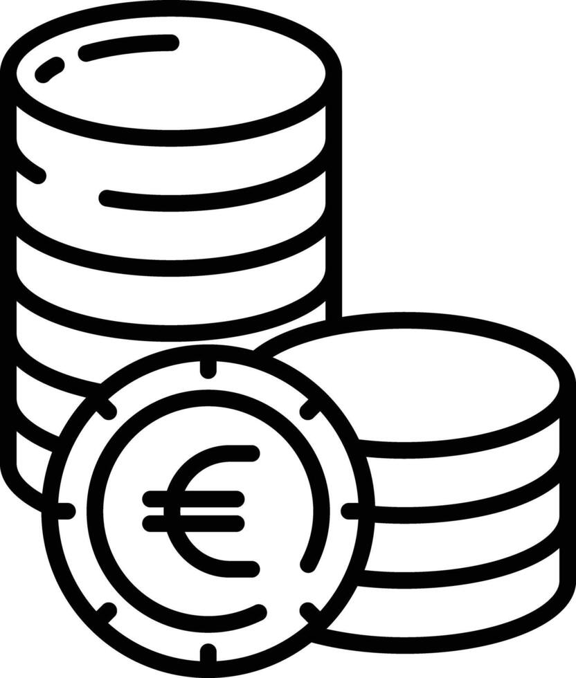 Euro coin outline illustration vector