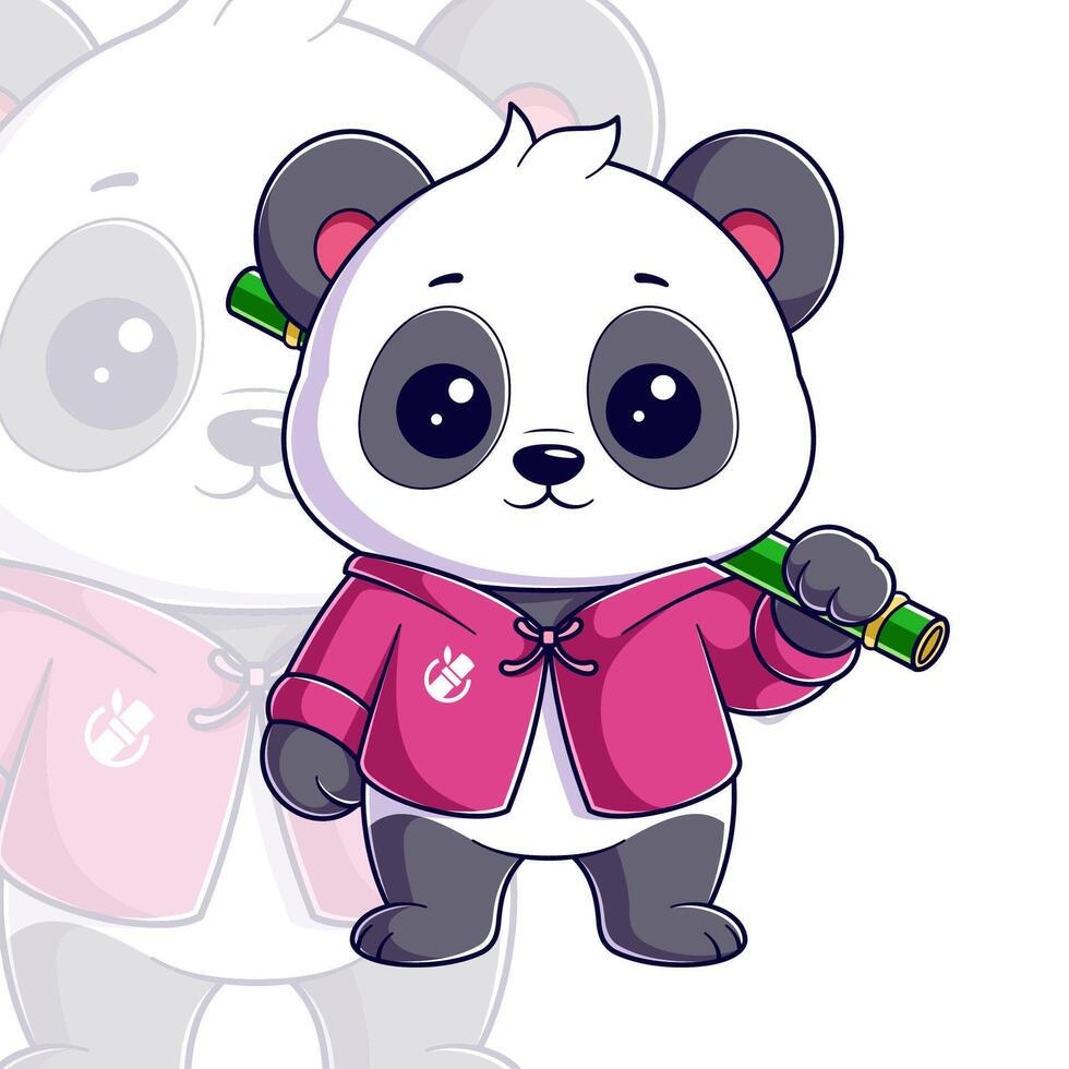 Cute panda wearing martial arts suit vector